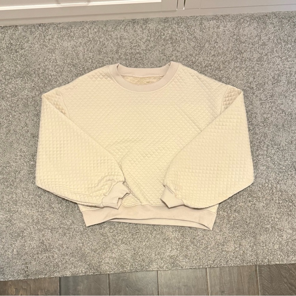 Cream Crewneck Sweater with Relaxed Fit